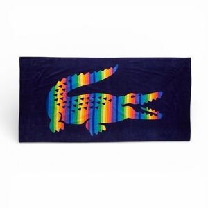 NWT Oversized Lacoste Rainbow Crocodile Beach Towel
